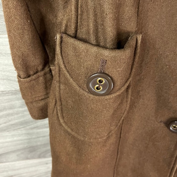 Tulle Overcoat Womens M Brown‎ Wool Blend Collar Button Pockets Lined Collar - Picture 7 of 14